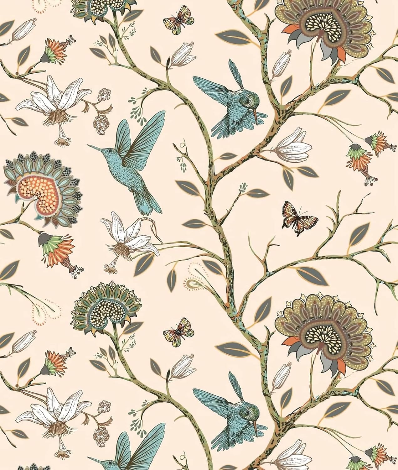 Herbal Wallpaper - Papel de parede de pássaros removível