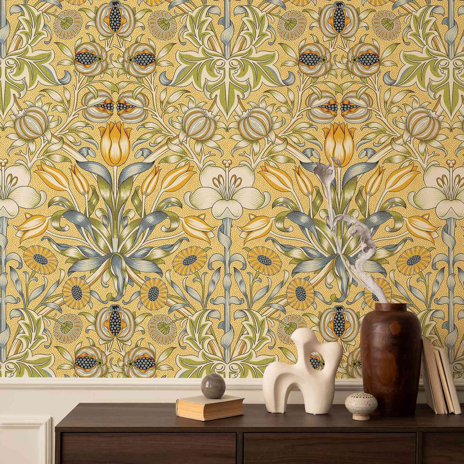 Herbal Wallpaper - Papel de Parede Autoadesivo Lírio e