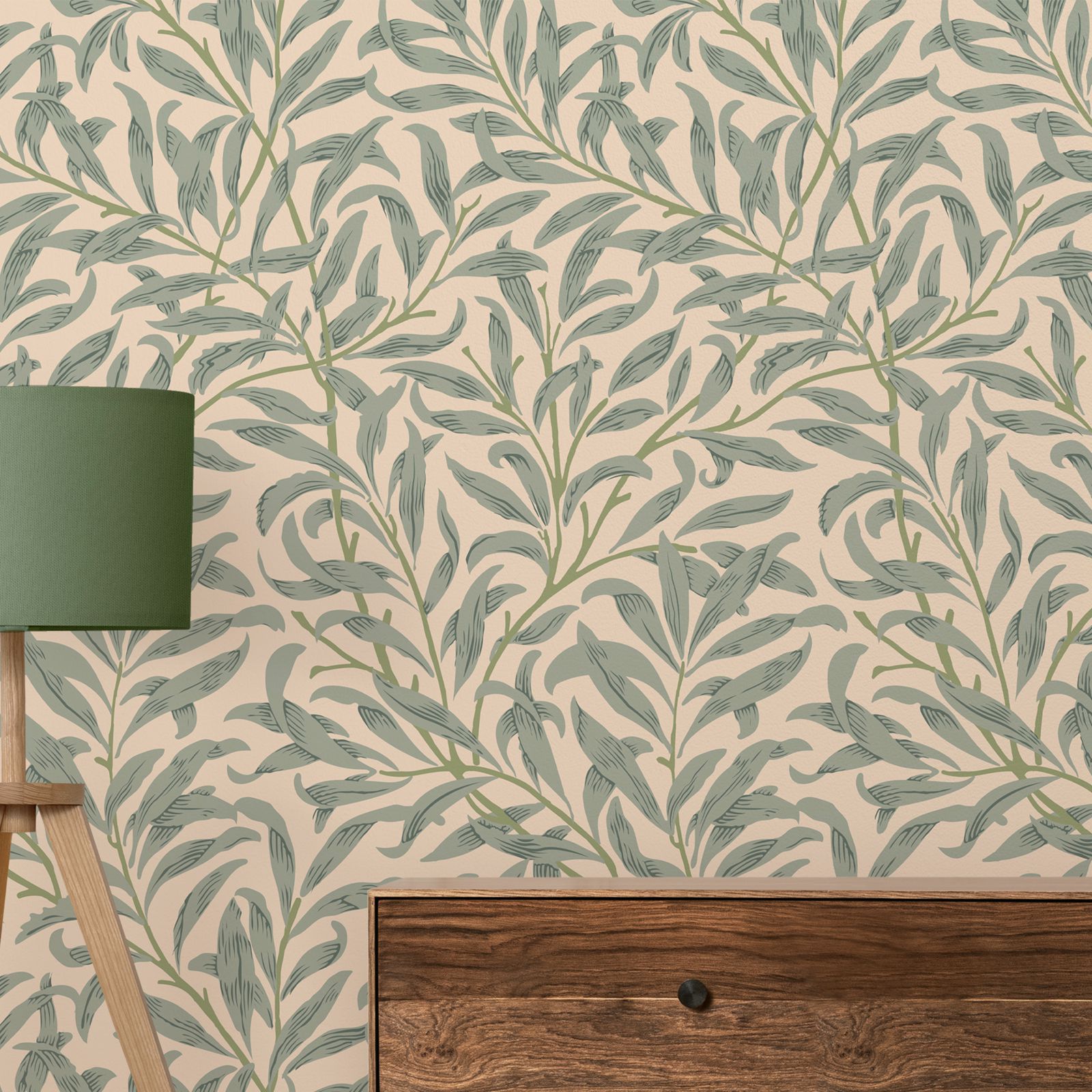 Herbal Wallpaper - Papel de parede removível folha verde,