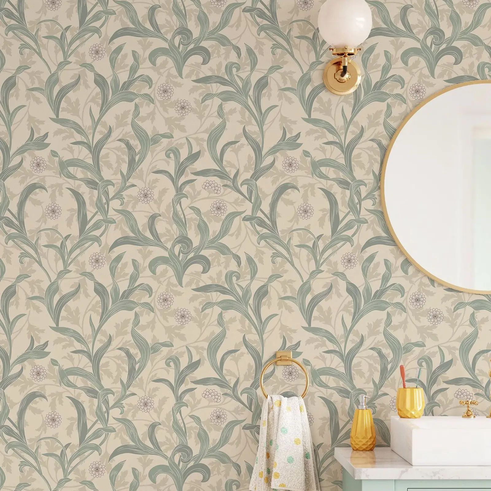 Papel de parede de folhas flor - Herbal Wallpaper avaliação e preço