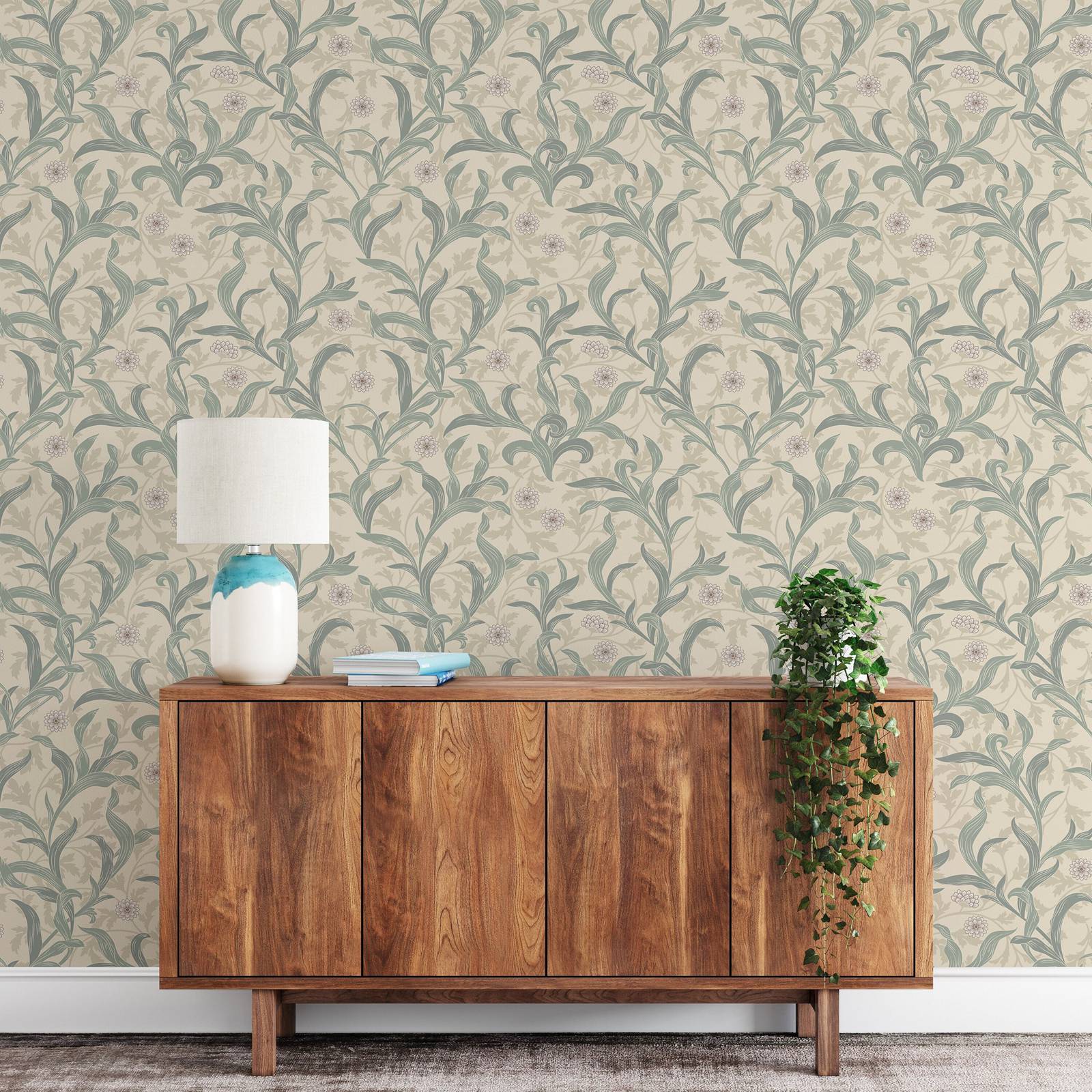 Papel de parede de folhas flor - Herbal Wallpaper avaliação e preço