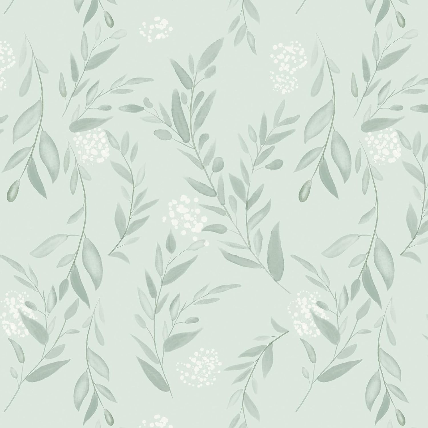 Sage Green Leaf Peel and Stick - Herbal Wallpaper avaliação e preço